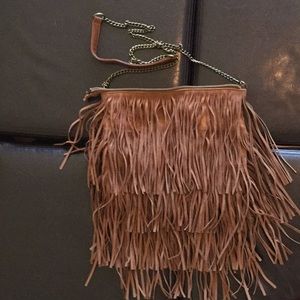 Brown fringe purse